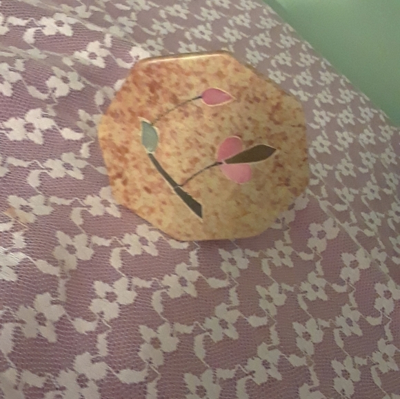Stone octagon Floral jewellery trinket box - Picture 13 of 16